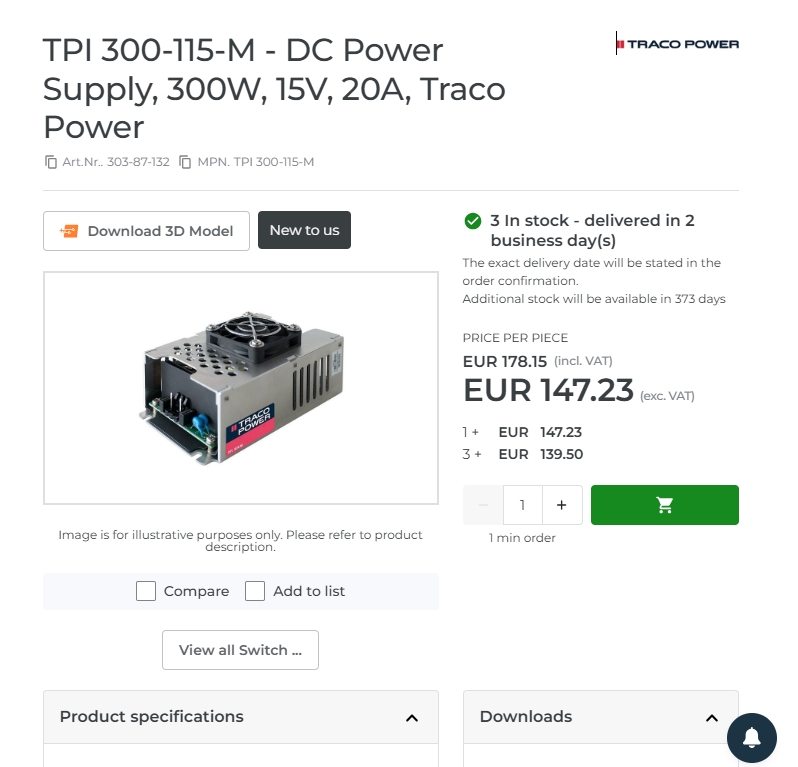 全球代购 瑞士 Traco Power 电源模块DC/DC AC/DC 直流转换器隔离式